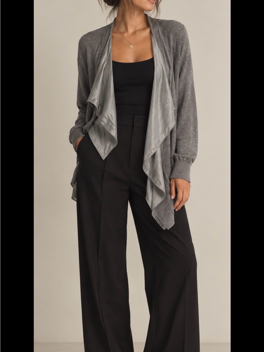 Eileen Fisher Silk Linen Cardigan | Gray | XL